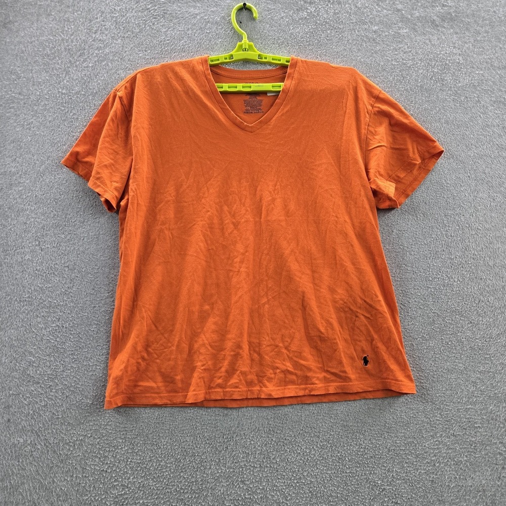 Polo Ralph Lauren Men Shirt XL Orange Embroidered Logo Classic Short Sleeve READ